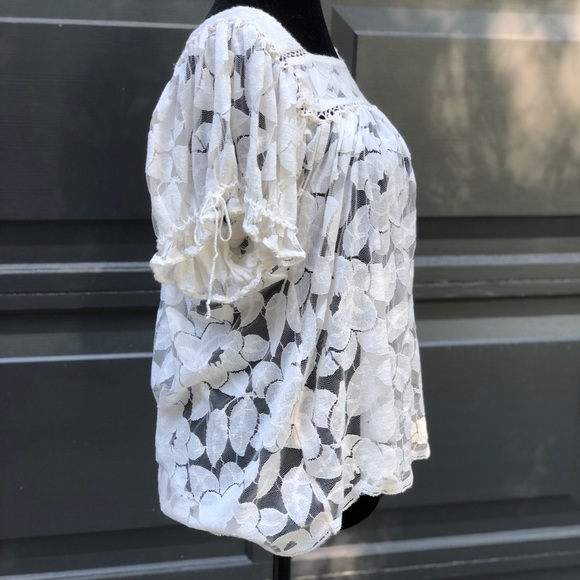 🍒SOLD Trulli Ivory Sheer Lace Top Medium EUC - Picture 2 of 4